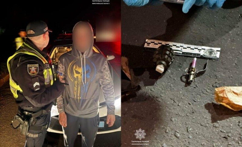 Водій порушив комендантську, пасажир - кримінал: у Миколаєві патрульні виявили вибухівку, - ФОТО